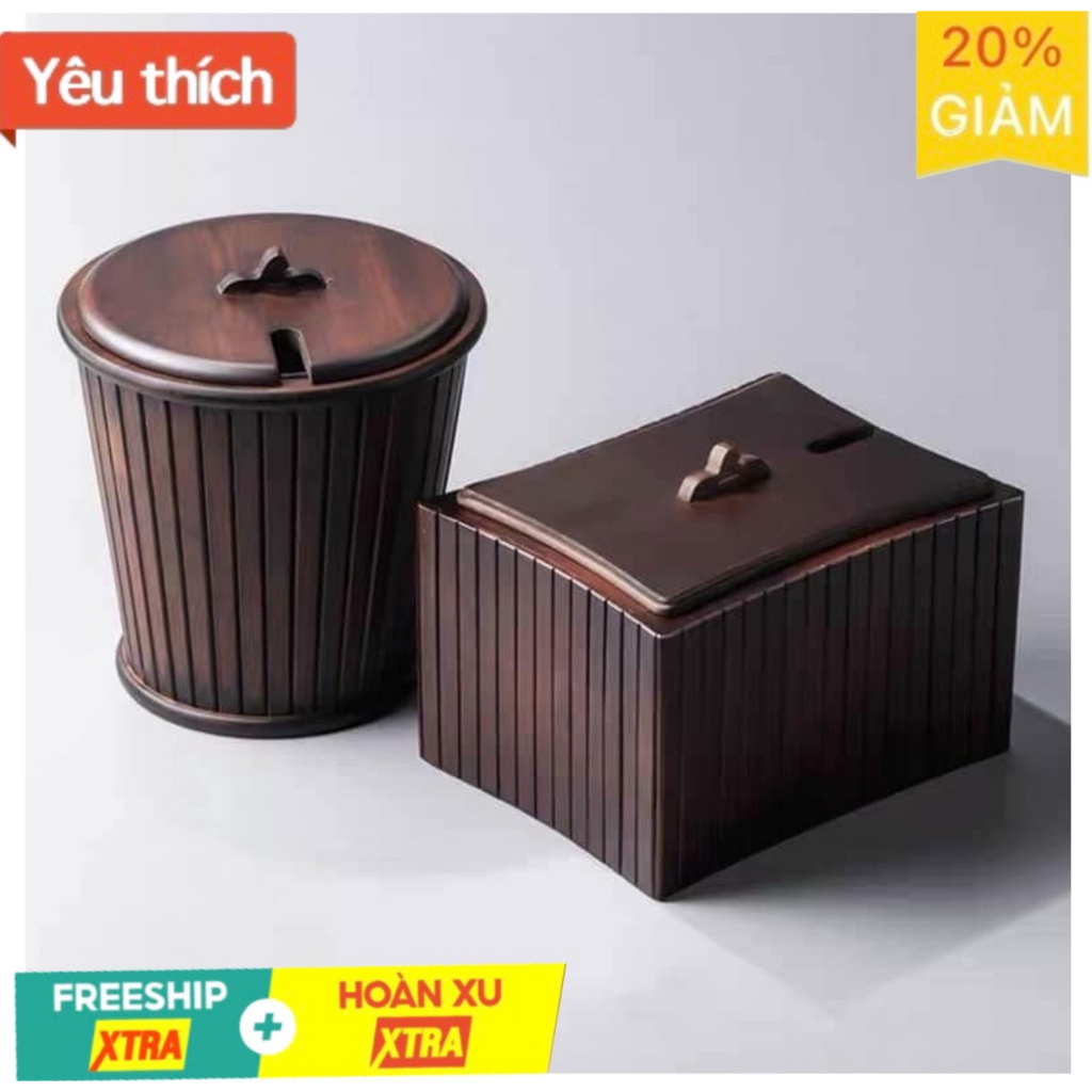 Thùng rác đa năng, có bộ lọc bã trà Chất liệu: vỏ ngoài gỗ, ruột lọc nhựa. sang trọng gọn gàng