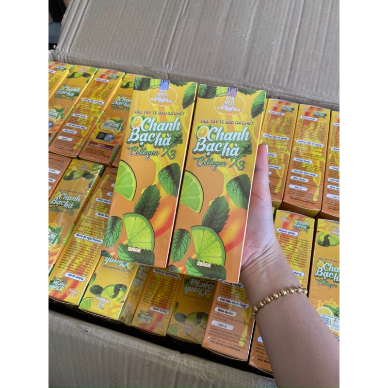 (chính hãng) Gel tẩy tế bào chết chanh bạc hà collagen x3