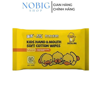 Khăn giấy ướt con vịt 1 gói , 80 tờ không cồn an toàn cho bé, không chất bảo quản nobig