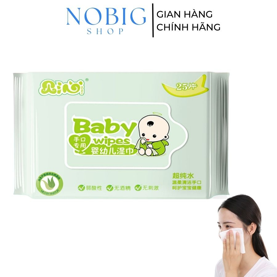 Khăn giấy ướt mini không mùi 1 gói, nhiều hình dễ thương bỏ túi tiện lợi NOBIG