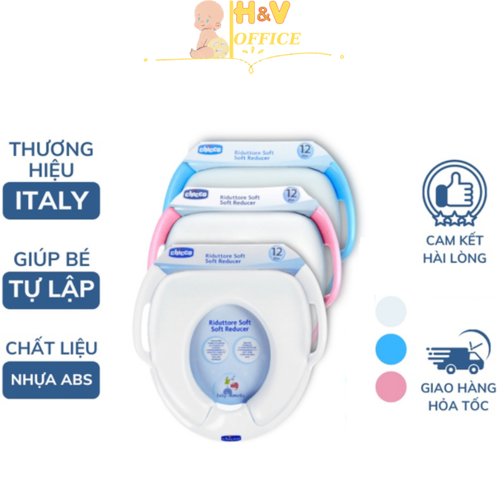 Bệ thu nhỏ bồn cầu chicco có tay vịn nệm lót mềm chất liệu cao cấp an toàn cho bé