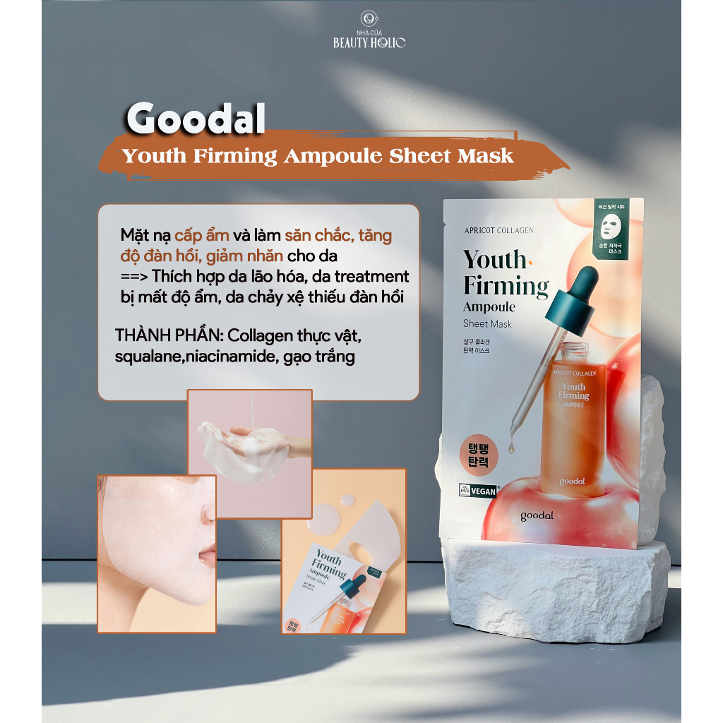 Mặt nạ săn chắc, chống nhăn GOODAL APRICOT COLLAGEN YOUTH FIRMING AMPOULE SHEET MASK