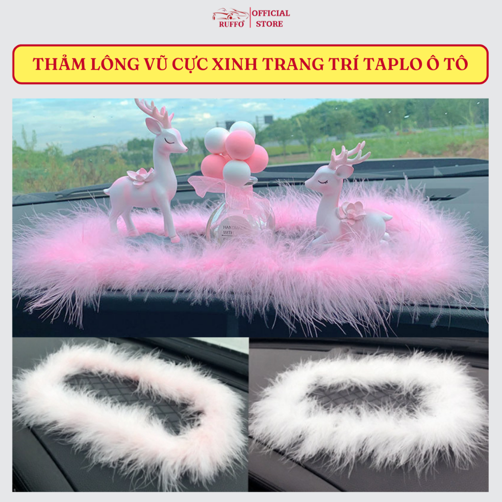 Thảm Lông Vũ Trang Trí Taplo Ô Tô Bàn Làm Việc Phòng Khách - Phụ Kiện Decor Xe Hơi Ruffo Cao Cấp Giá Rẻ