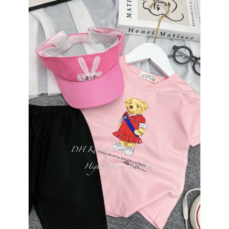 sét 3 chi tiết quần legging áo gấu kèm mũ cho bé