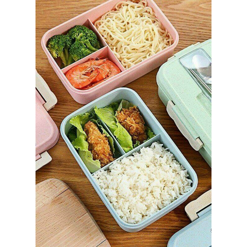 HỘP CƠM LÚA MẠCH 3 NGĂN KÈM ĐŨA MUỖNG INOX