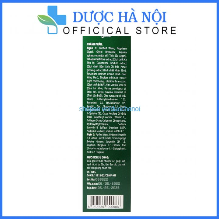 Dầu gội phủ bạc màu đen Organic sun hair Collagen Nano – Chai 200ml