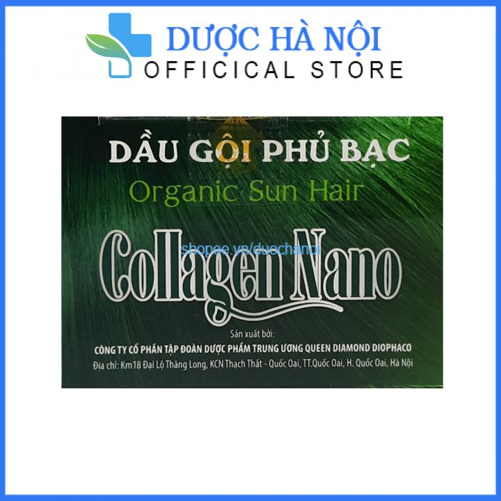 Dầu gội phủ bạc màu đen Organic sun hair Collagen Nano – Chai 200ml