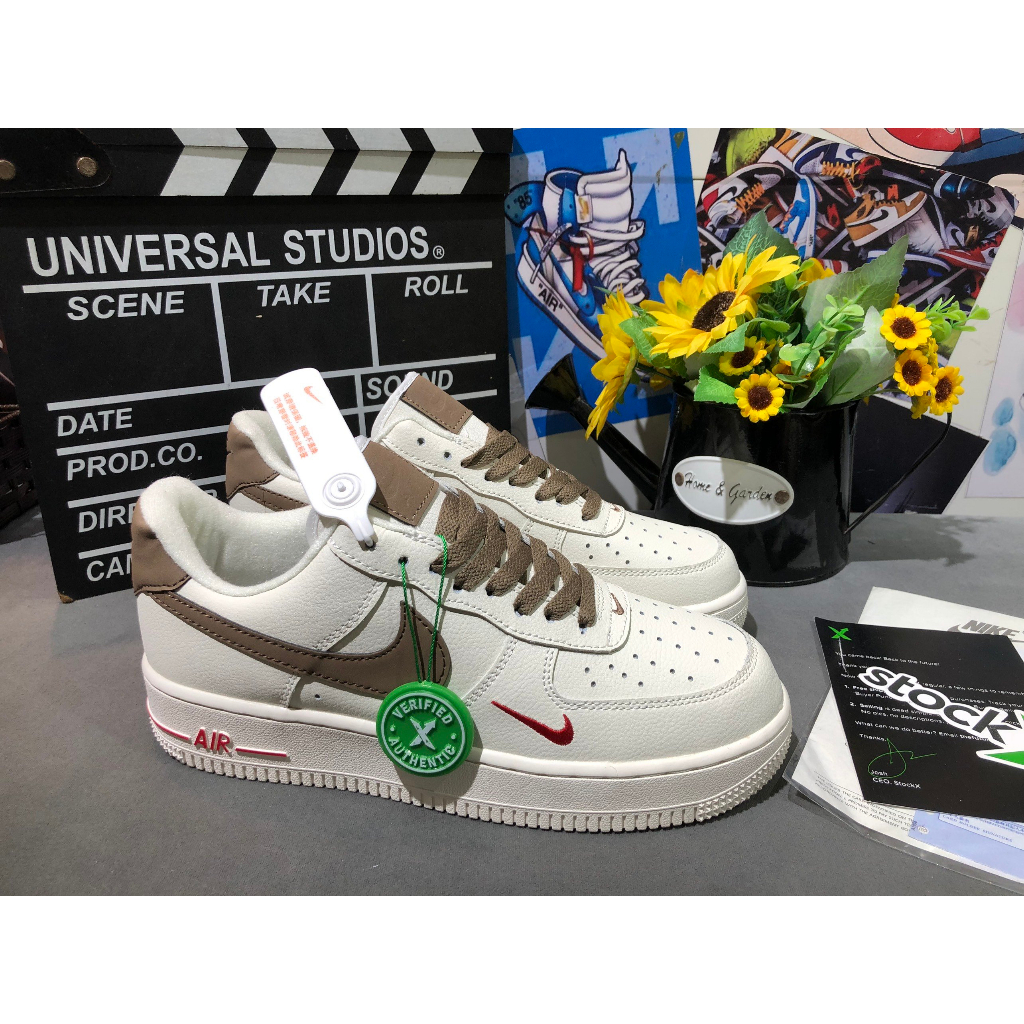 Giày_Nike Air Force Vệt Nâu Bản Siêu Cấp. Tặng Box_Bill_Tag