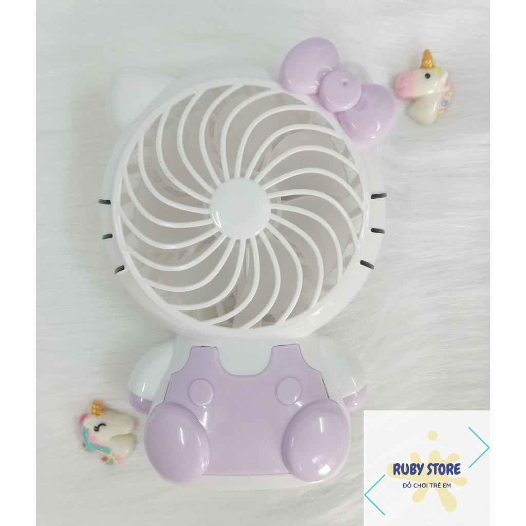 QUẠT ĐỂ BÀN HELLO KITTY SIÊU CUTE CÓ ĐÈN (Kèm dây sạc cổng USB)