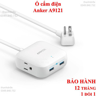 Ổ cắm điện Anker PowerPort Strip 2 mini - A9121 tặng đầu chuyển 3 chấu tích hợp sạc nhanh cho iPhone Samsung