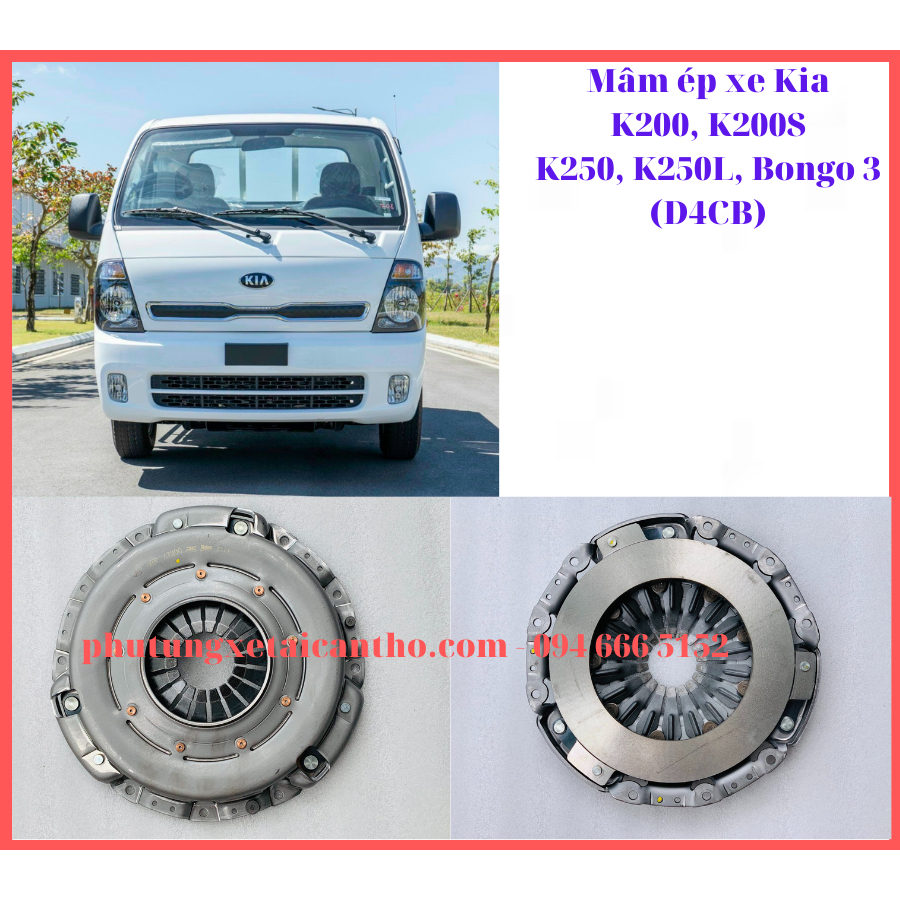 Mâm ép, bàn ép xe Kia K200, K250, Bongo 3, Hyundai H150, Porter 2, N250-Động cơ D4CB Hàng Mobis chính hãng 41300 47200