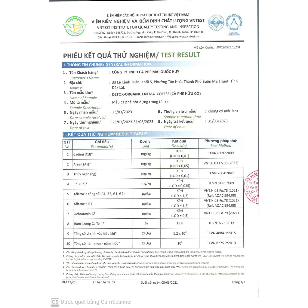 Bột cà phê sống không rang thụt tháo đại tràng thải độc