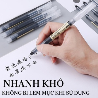 Bút gel ngòi kim Hikoma viết trơn mực đều - bút gel đen xanh đỏ ngòi 0.5mm - bút bi nước văn phòng phẩm