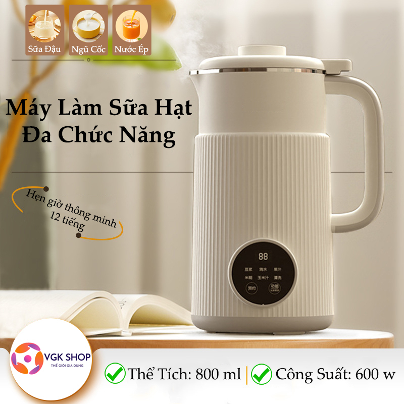 Máy Làm Sữa Hạt Domeng, Máy Nấu Sữa Hạt Mini Đa Năng 0,8 Lít Công Suất 600W Sử Dụng Làm Sữa Hạt, Nấu