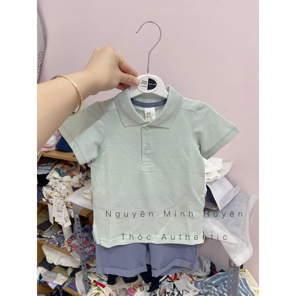 Sét bộ quần áo hè cotton cộc tay bé trai H&M Auth