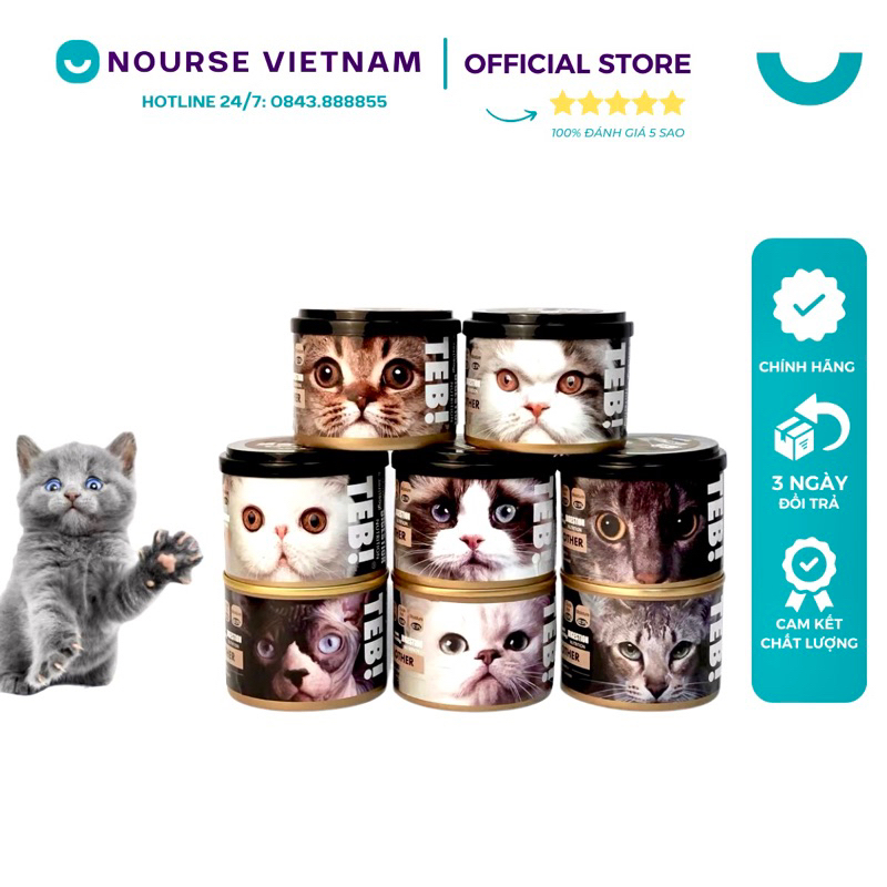 Pate cho mèo Teb C Thức ăn cho mèo vỗ béo tăng mặt nọng cho mèo kén ăn NourseVietnam (180g)