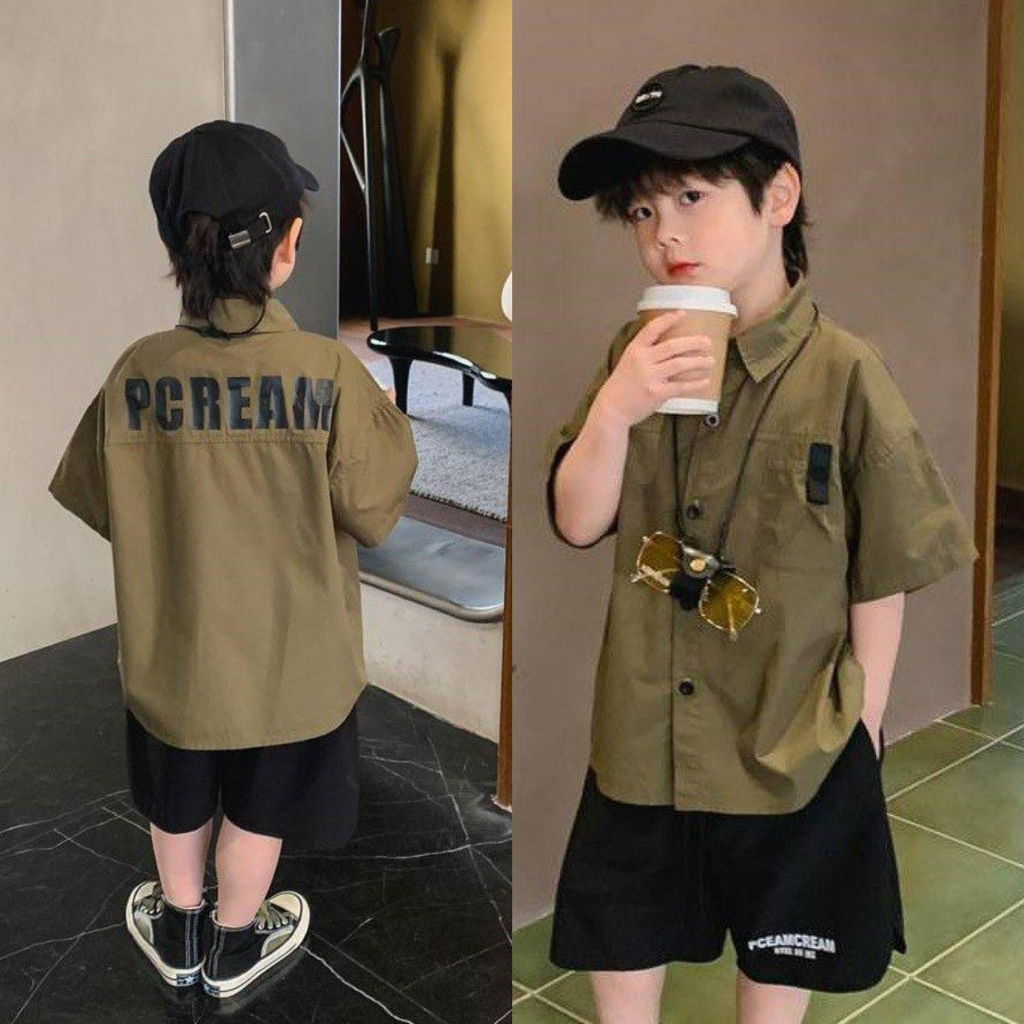 (1-15 tuổi QCCC) Áo sơ mi bé trai dài tay ngắn tay phong cách Hàn Quốc học sinh có size đại đi chơi đi học