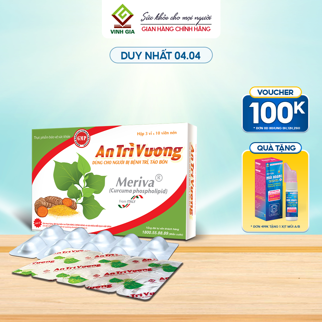 An Trĩ Vương Hỗ Trợ Cải Thiện Táo Bón, Bệnh Trĩ Giúp Thanh Nhiệt, Giải Độc Có Thể Sử Dụng Cho Phụ Nữ Có Thai Hộp 30 Viên