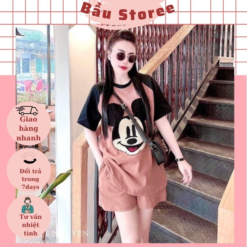 BỘ BẦU COTTON MÙA HÈ HÌNH GẤU DỄ THƯƠNG- BỘ THIẾT KẾ TRẺ TRUNG,NĂNG ĐỘNG CHO MẸ BẦU