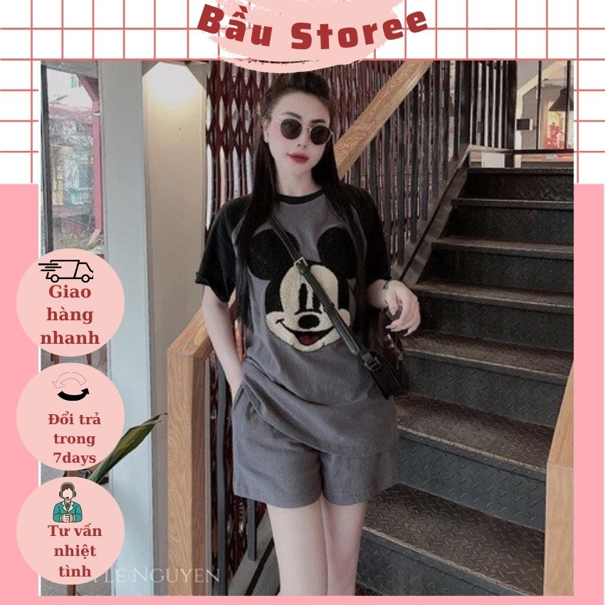 BỘ BẦU COTTON MÙA HÈ HÌNH GẤU DỄ THƯƠNG- BỘ THIẾT KẾ TRẺ TRUNG,NĂNG ĐỘNG CHO MẸ BẦU