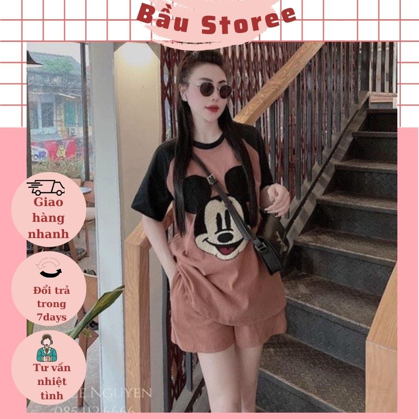 BỘ BẦU COTTON MÙA HÈ HÌNH GẤU DỄ THƯƠNG- BỘ THIẾT KẾ TRẺ TRUNG,NĂNG ĐỘNG CHO MẸ BẦU