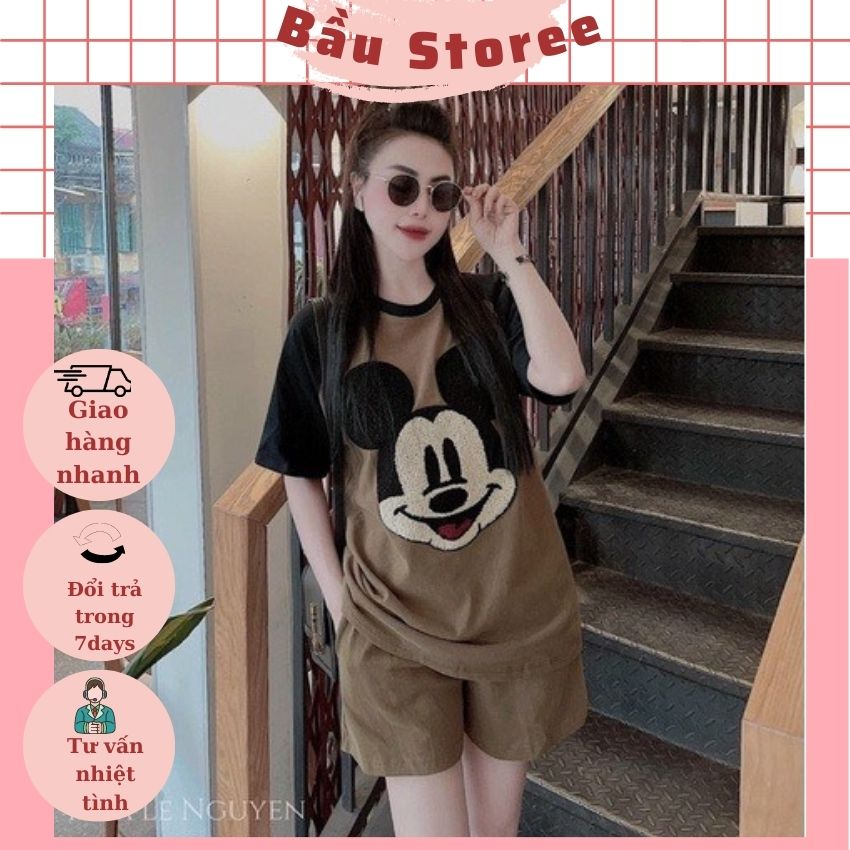 BỘ BẦU COTTON MÙA HÈ HÌNH GẤU DỄ THƯƠNG- BỘ THIẾT KẾ TRẺ TRUNG,NĂNG ĐỘNG CHO MẸ BẦU