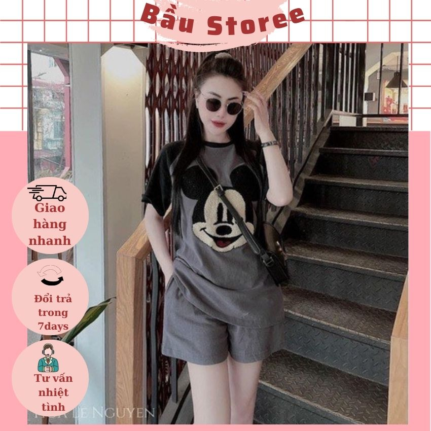 BỘ BẦU COTTON MÙA HÈ HÌNH GẤU DỄ THƯƠNG- BỘ THIẾT KẾ TRẺ TRUNG,NĂNG ĐỘNG CHO MẸ BẦU
