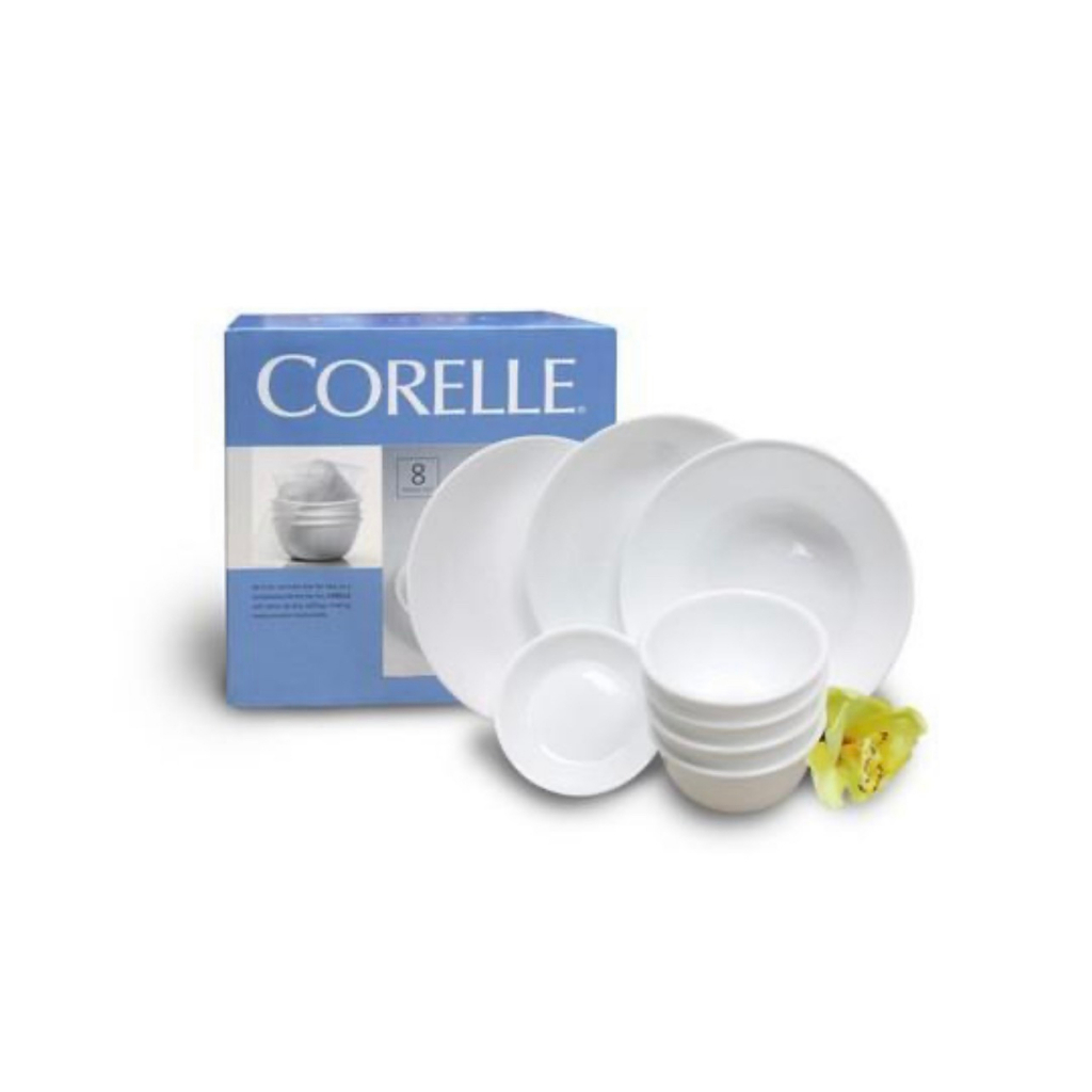 Bộ tô chén dĩa thuỷ tinh Mỹ Corelle 8 món 8 N-LP Winter Frost