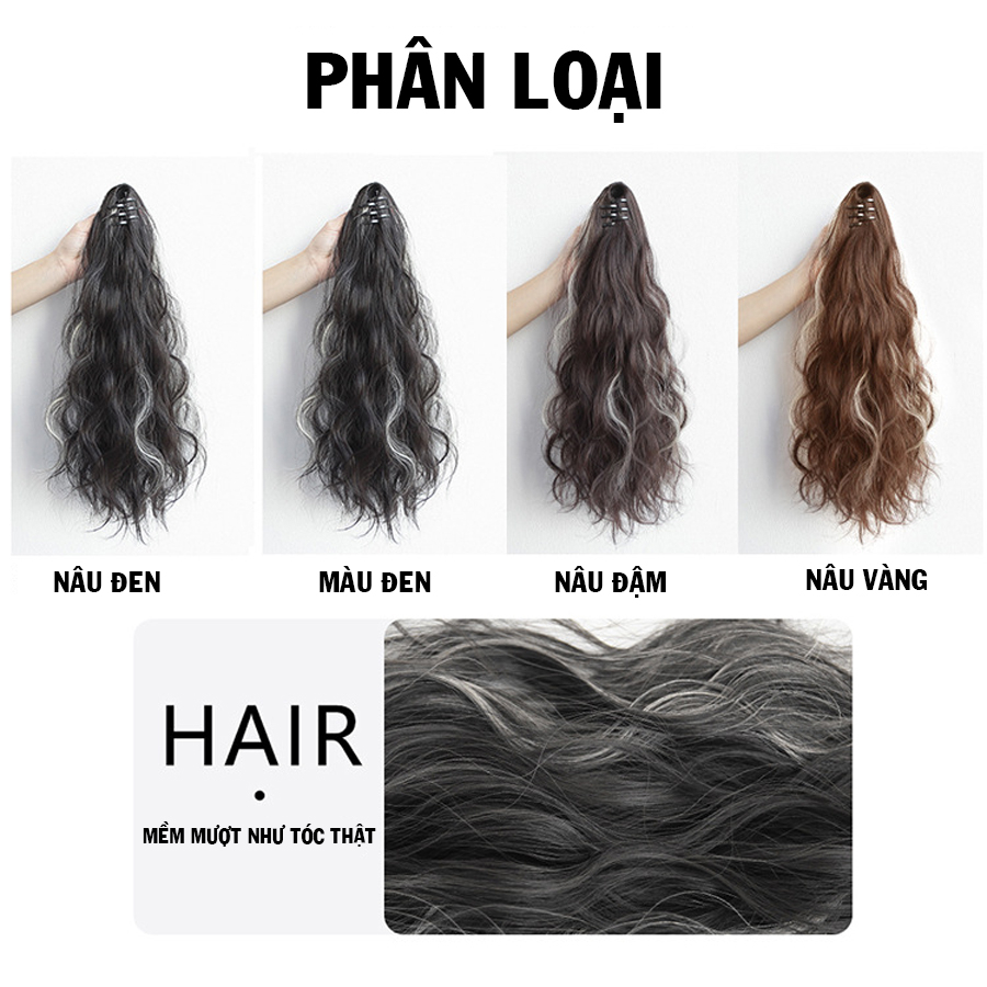 Tóc Đuôi Ngựa Xoăn Sóng Nước Gảy Light- Đuôi Ngựa Xoăn Gợn Sóng 35cm