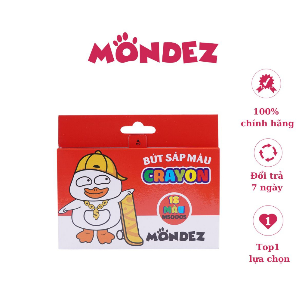 Bút Sáp 18 màu MONDEZ , Bám Giấy Tốt Cho Bé Tập Tô M50005