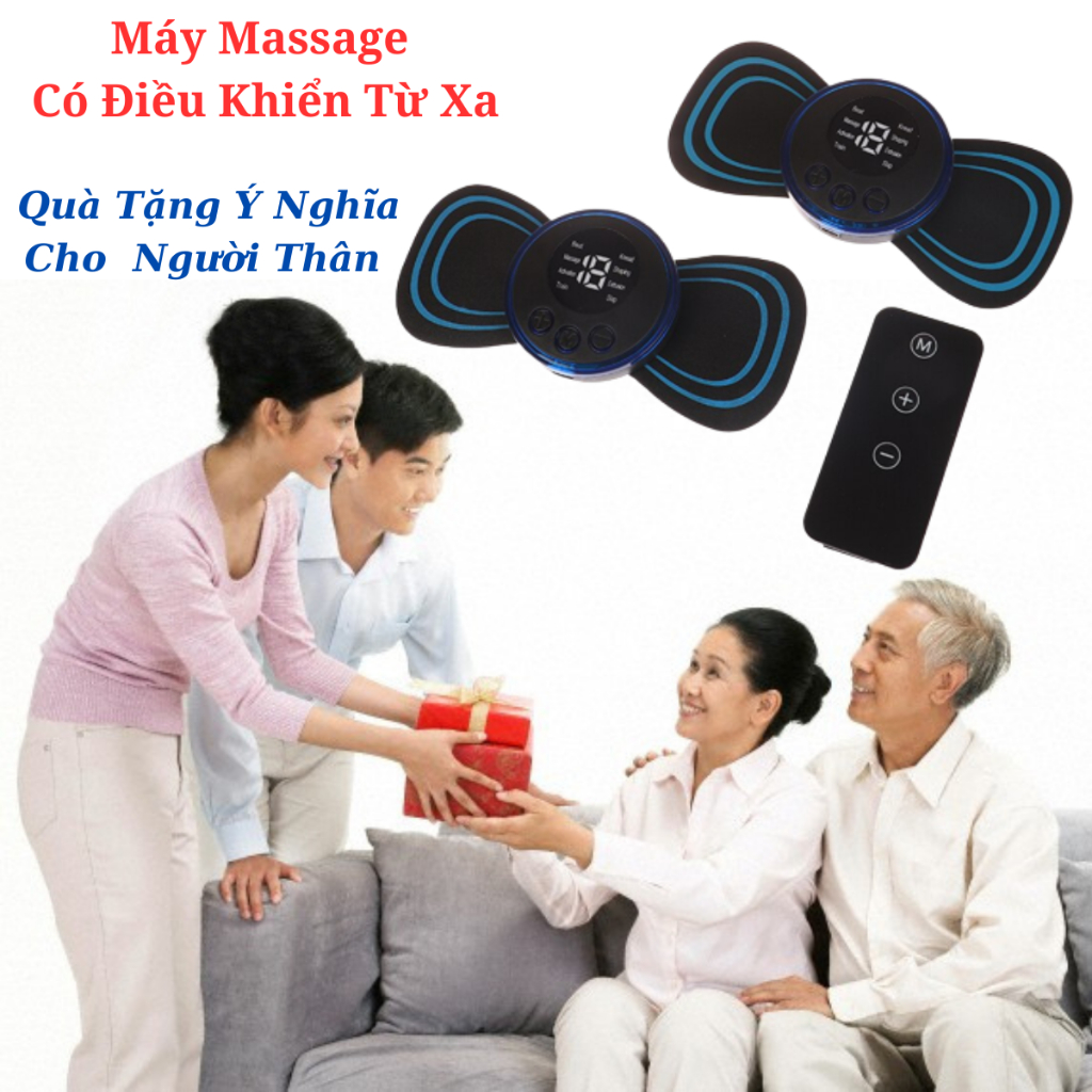 Máy Massage Xung Điện Có Điều Khiển Từ Xa,Miếng Dán Massage Xung Điện Hình LED 8Chế Độ-19Cường Độ Giảm Đau Mỏi HiệuQuả