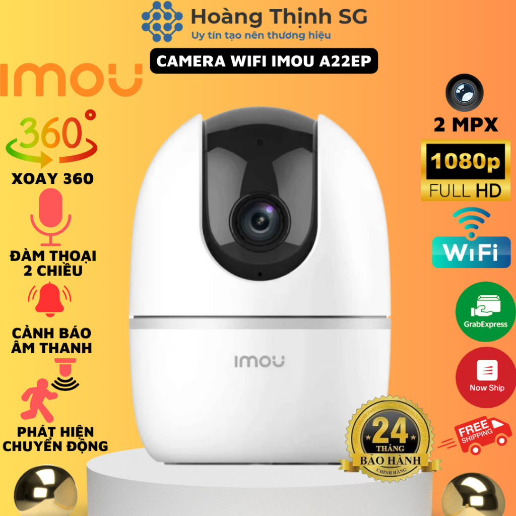 Camera Wifi Imou A22EP 2Mpx Full HD, Xoay 360, đàm thoại 2 chiều, Bảo hành 2 năm - Chính Hãng