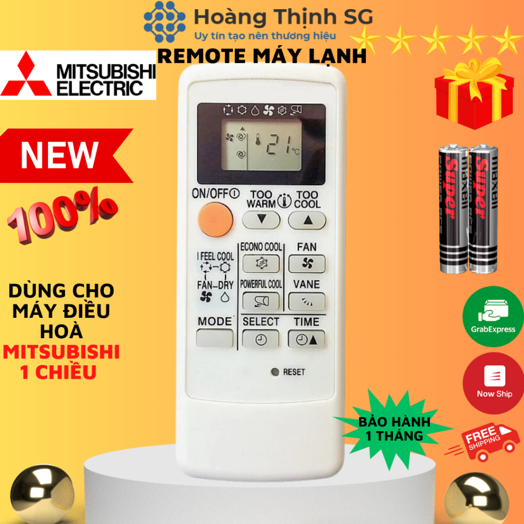 Điều khiển điều hòa Mitsubishi Electric Inverter MP04A, remote máy lạnh Mitsubishi Electric MP04A - Tặng kèm pin