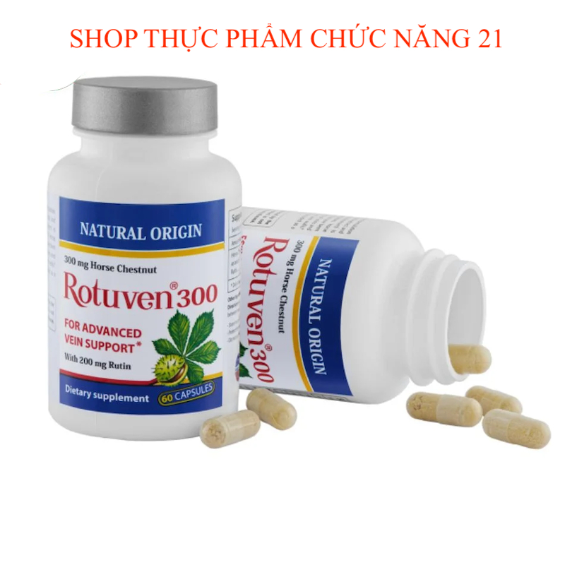 ROTUNVEN 300 - Hỗ trợ tăng sức bền thành mạch, giảm suy giãn tĩnh mạch chân, Hộp 60 Viên.
