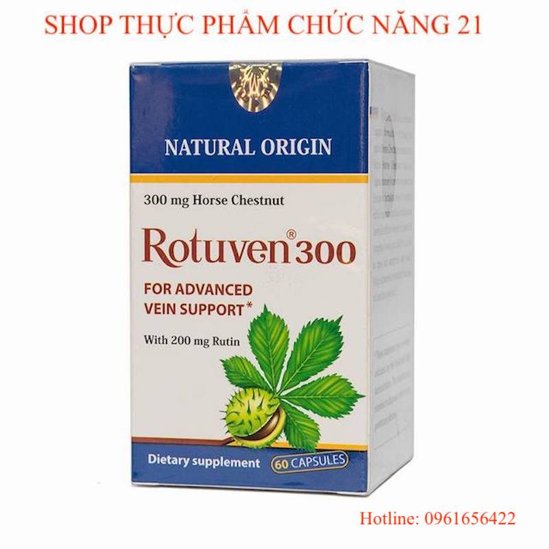 ROTUNVEN 300 - Hỗ trợ tăng sức bền thành mạch, giảm suy giãn tĩnh mạch chân, Hộp 60 Viên.
