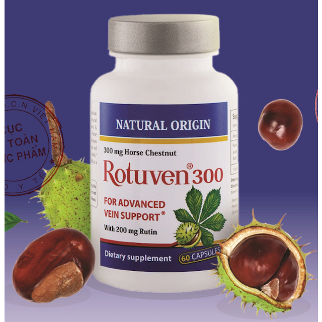 ROTUNVEN 300 - Hỗ trợ tăng sức bền thành mạch, giảm suy giãn tĩnh mạch chân, Hộp 60 Viên.