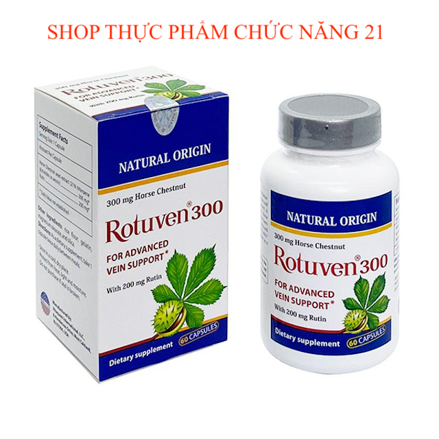 ROTUNVEN 300 - Hỗ trợ tăng sức bền thành mạch, giảm suy giãn tĩnh mạch chân, Hộp 60 Viên.