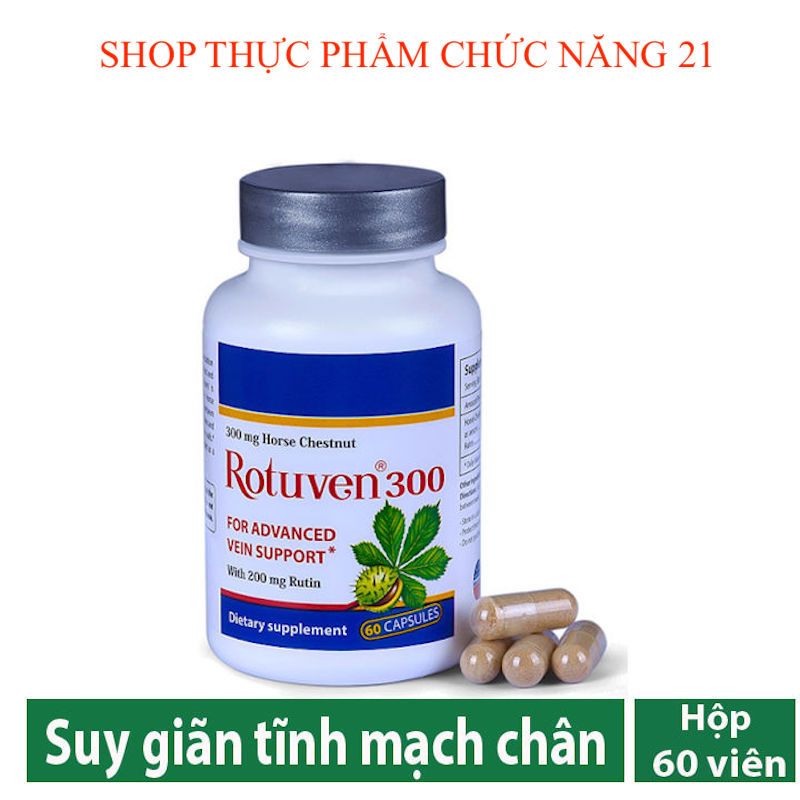 ROTUNVEN 300 - Hỗ trợ tăng sức bền thành mạch, giảm suy giãn tĩnh mạch chân, Hộp 60 Viên.