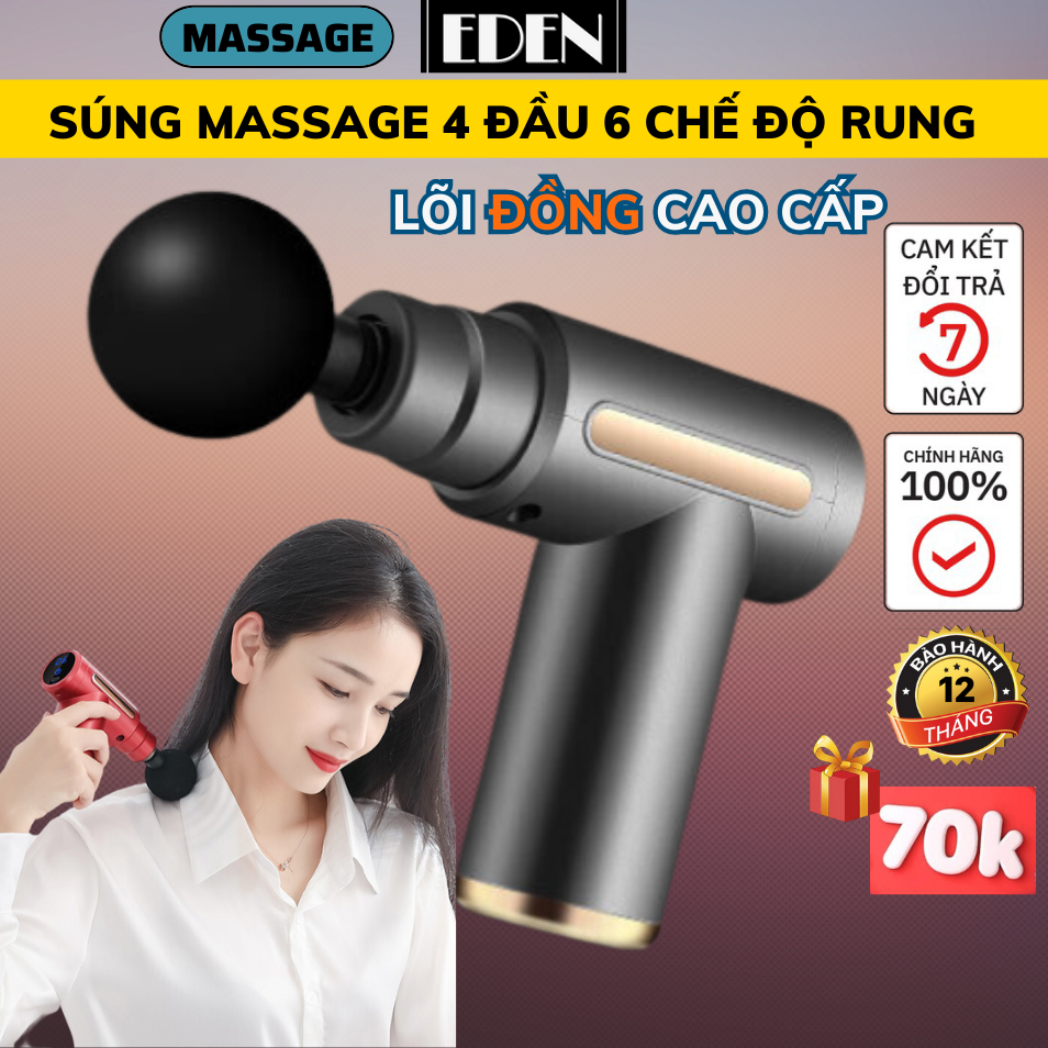 Máy Massage Cầm Tay Mini Đấm Lưng Giảm Đau Cổ Vai Gáy Đa Năng 4 Đầu 6 Chế Độ