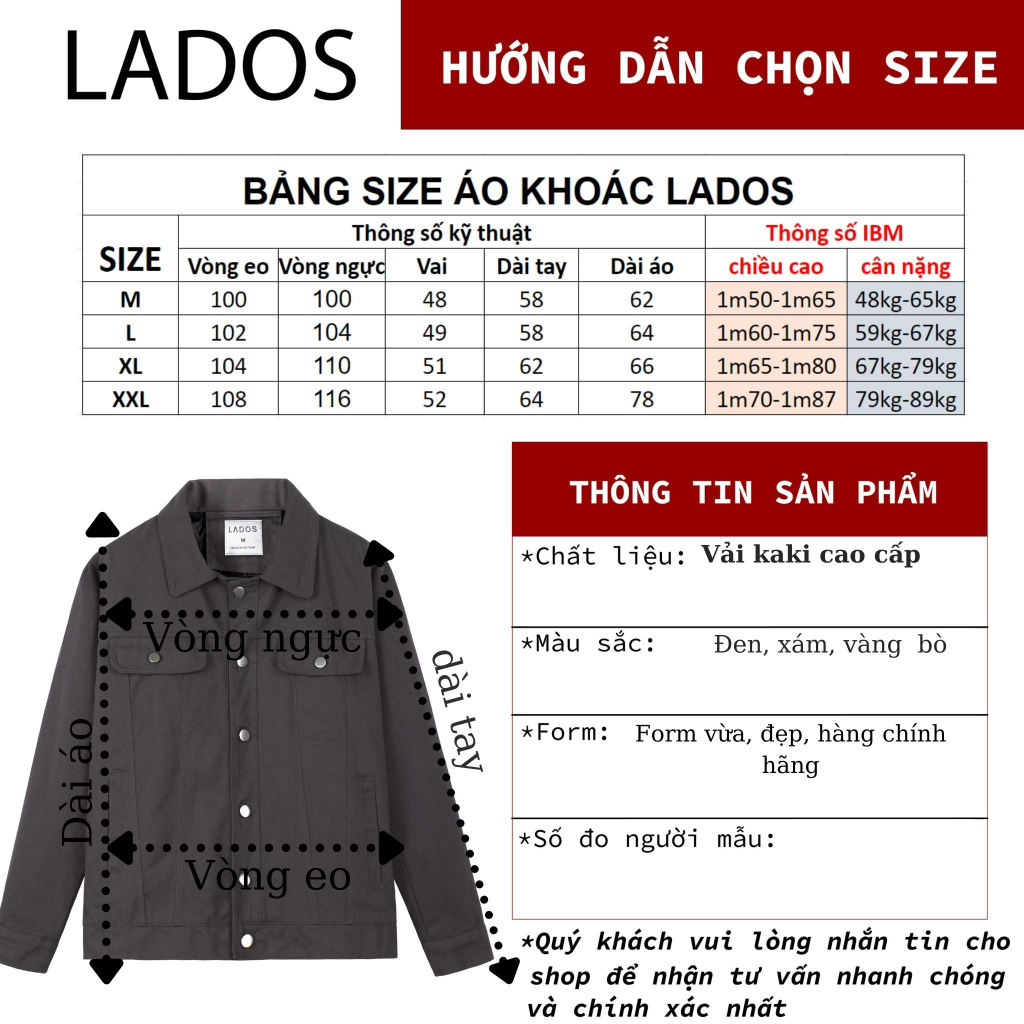 Áo khoác nam kaki cao cấp nút bấm LADOS-2086 form Hàn, túi trong, phong cách