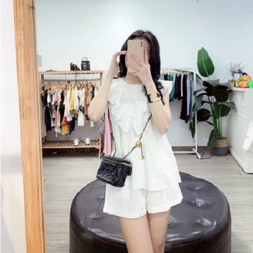 Bộ Đồ Nữ Bánh Bèo Mặc Nhà Madela Vai Bồng Vải Đũi Thoáng Mát, Set Nữ Babydoll Mặc Nhà Tay Ngắn Trễ Vai Trẻ Trung