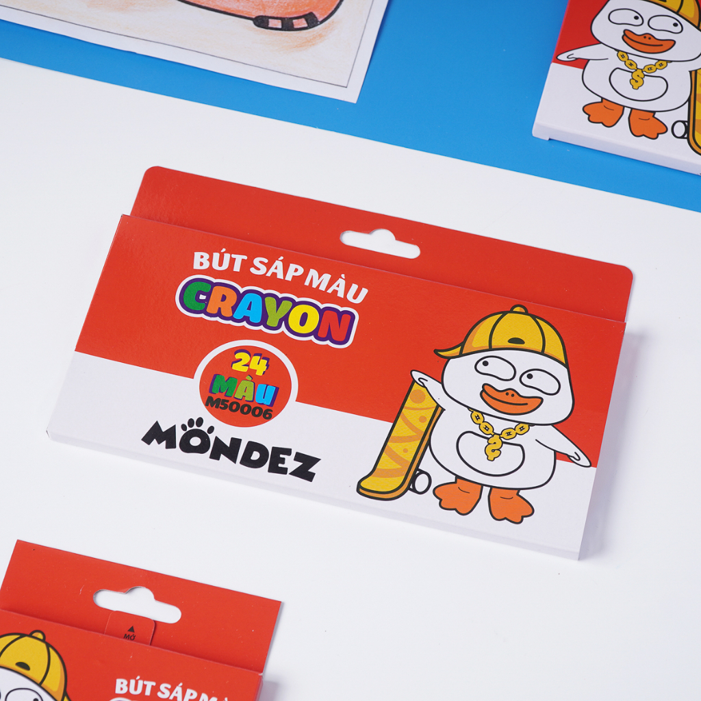 Bút Sáp 24 màu MONDEZ , Bám Giấy Tốt Cho Bé Tập Tô M50006