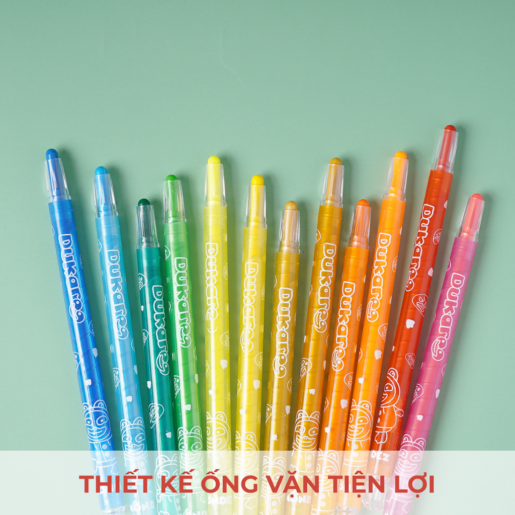 Bút Sáp Vặn MONDEZ 12 Màu Loại Dài, Sáp Mịn, Màu Chuẩn, Chất Liệu An Toàn Cho Bé M60011