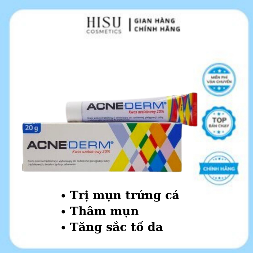 Kem Giảm Mụn Làm Trắng Da Acne Derm 20% Axit Azelaic 20g