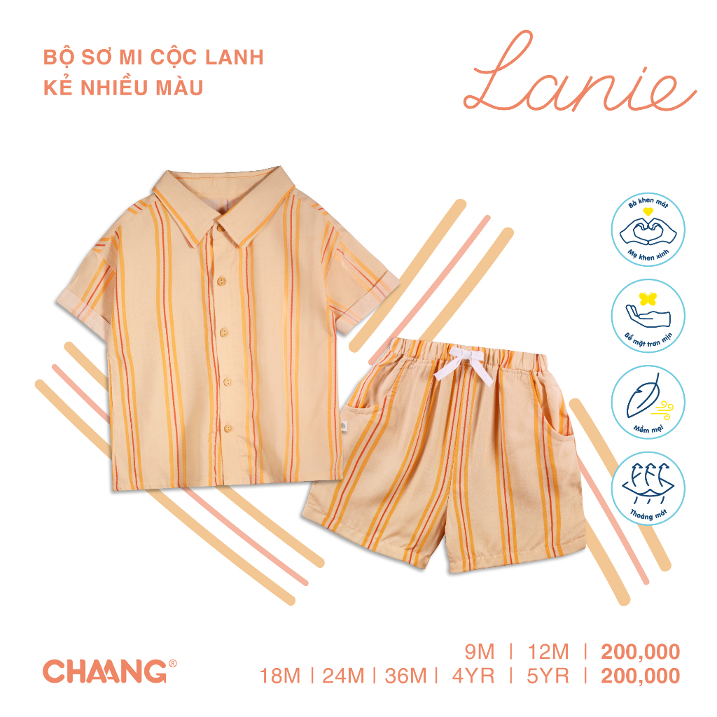 [CHAANG] Bộ babydoll lanh kẻ nhiều màu Santorini