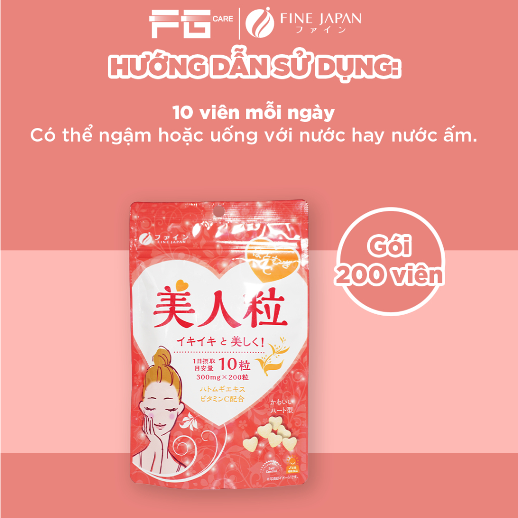 Viên Uống Trắng Da Hatomugi & Vitamin C Nhật Bản - Fine Japan Gói 200 Viên