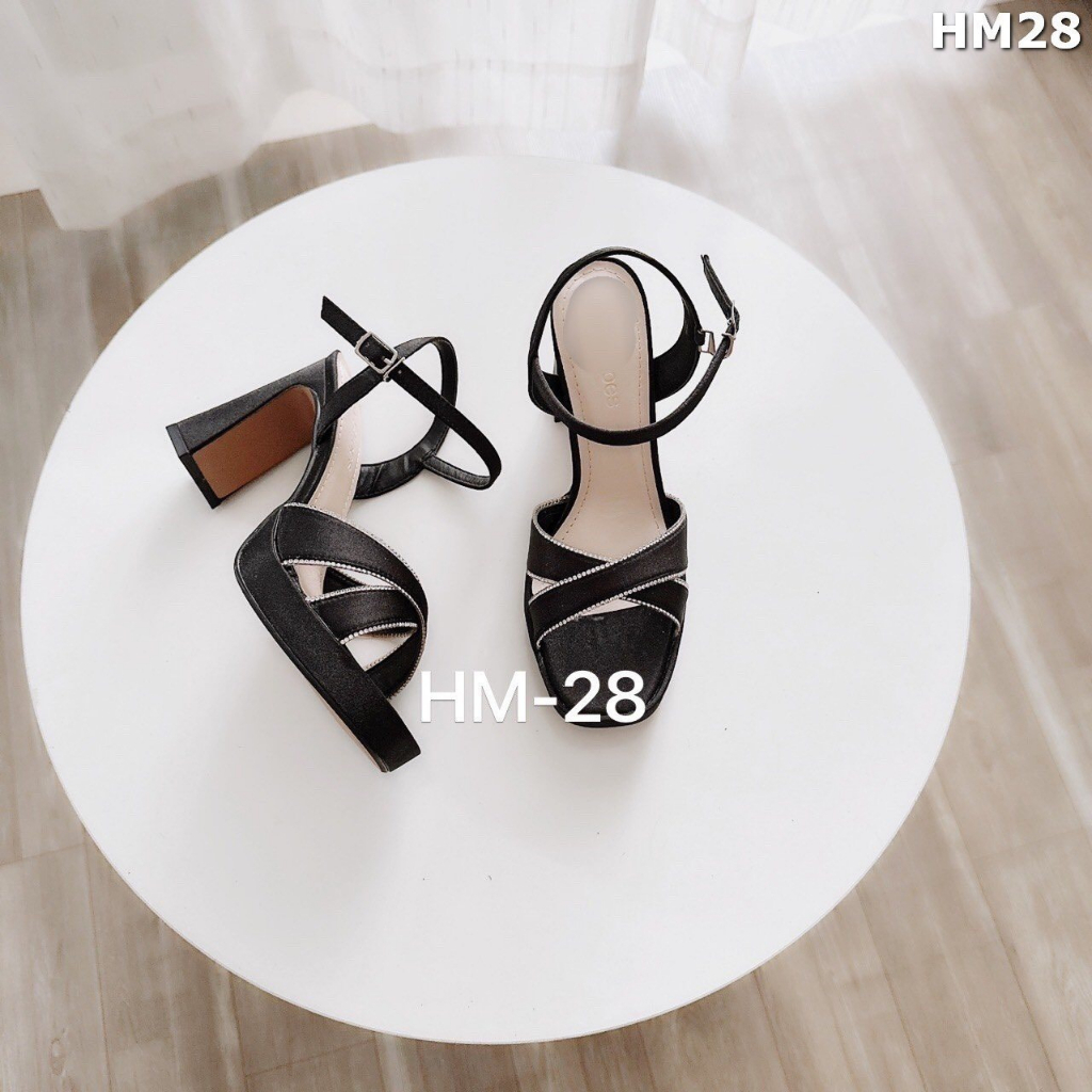 HOT MÃ HM28 GIÀY SANDAL NỮ ĐẾ ĐÚP CAO 10P  QUAI CHÉO ĐÍNH ĐÁ ÊM CHÂN
