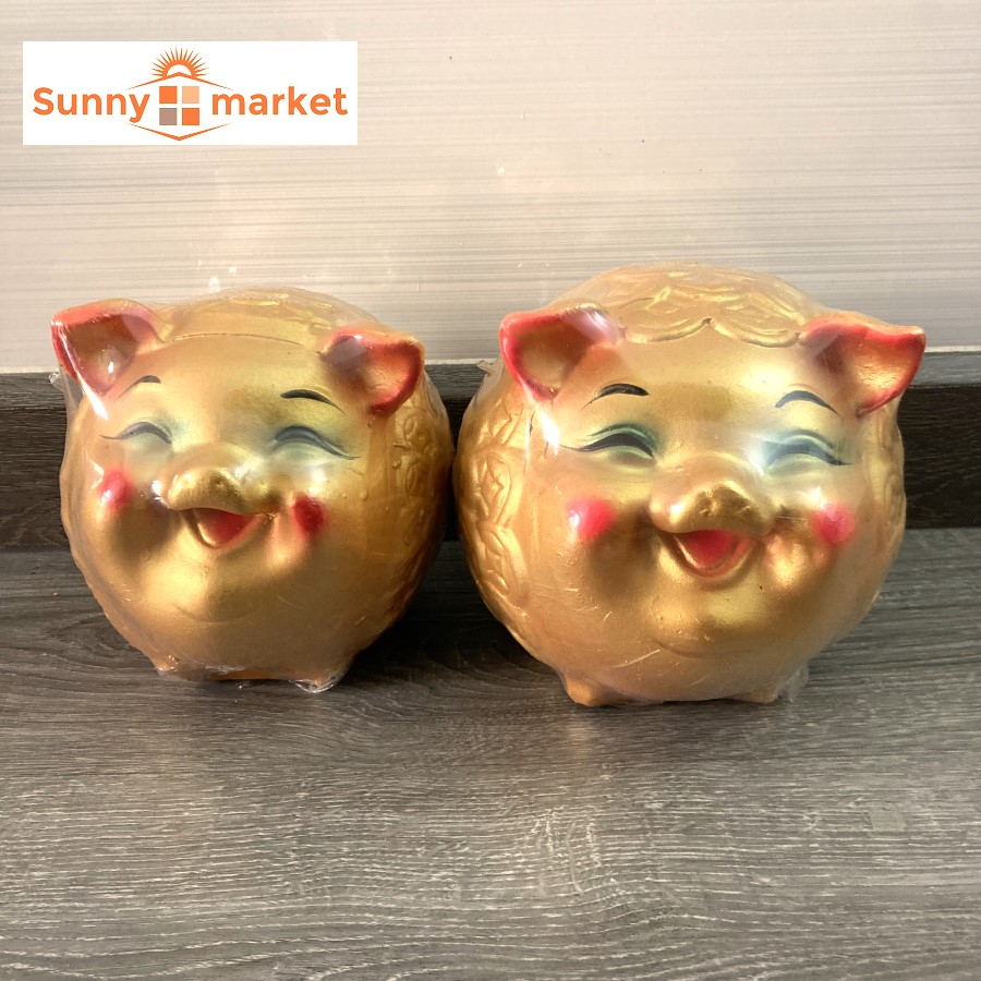 Heo đất kim tiền may mắn cỡ vừa KT 16x16x16 cm, Heo đất tài lộc