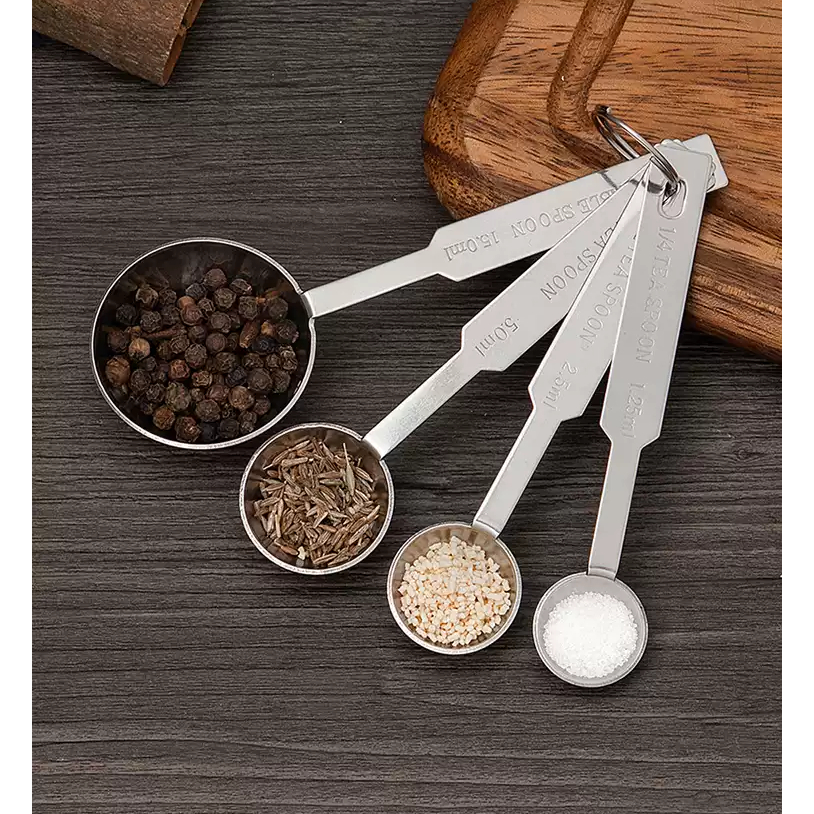 Bộ 4 muỗng đong inox, muỗng định lượng