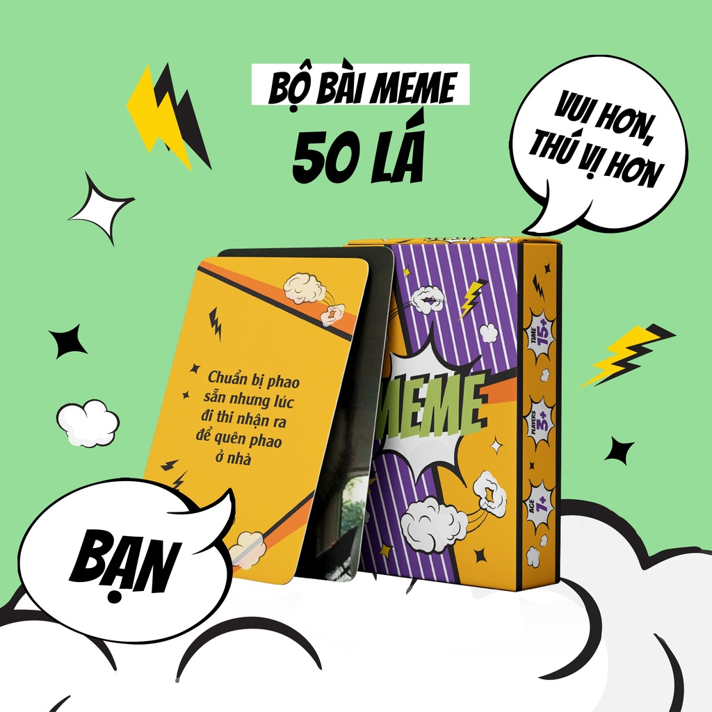 (QUÀ TẶNG STICKER) Bộ Bài MEME, Bộ Bài MÊM Chơi Cùng Bạn Bè Học Sinh Thử Thách Truth Or Dare Boardgame, Lói Hay Lèm , Bộ